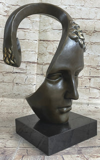 Abstract Metal Face Art Sculpture Bronze by Salvador Dali