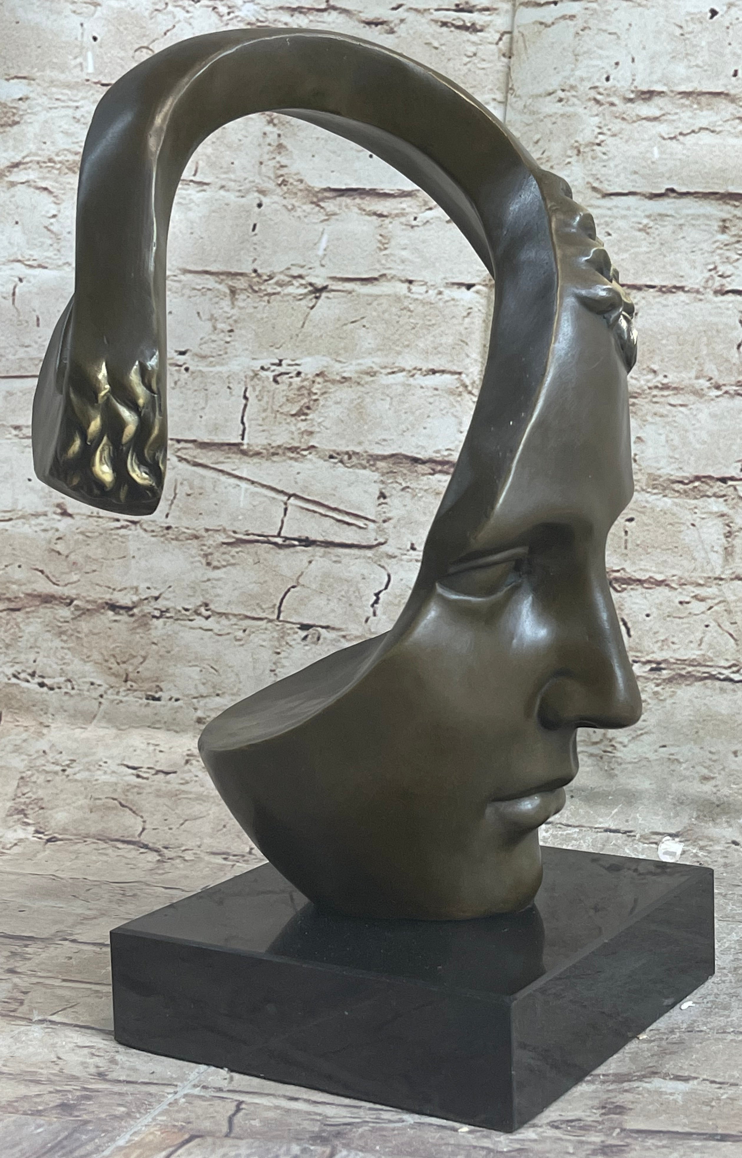Abstract Metal Face Art Sculpture Bronze by Salvador Dali