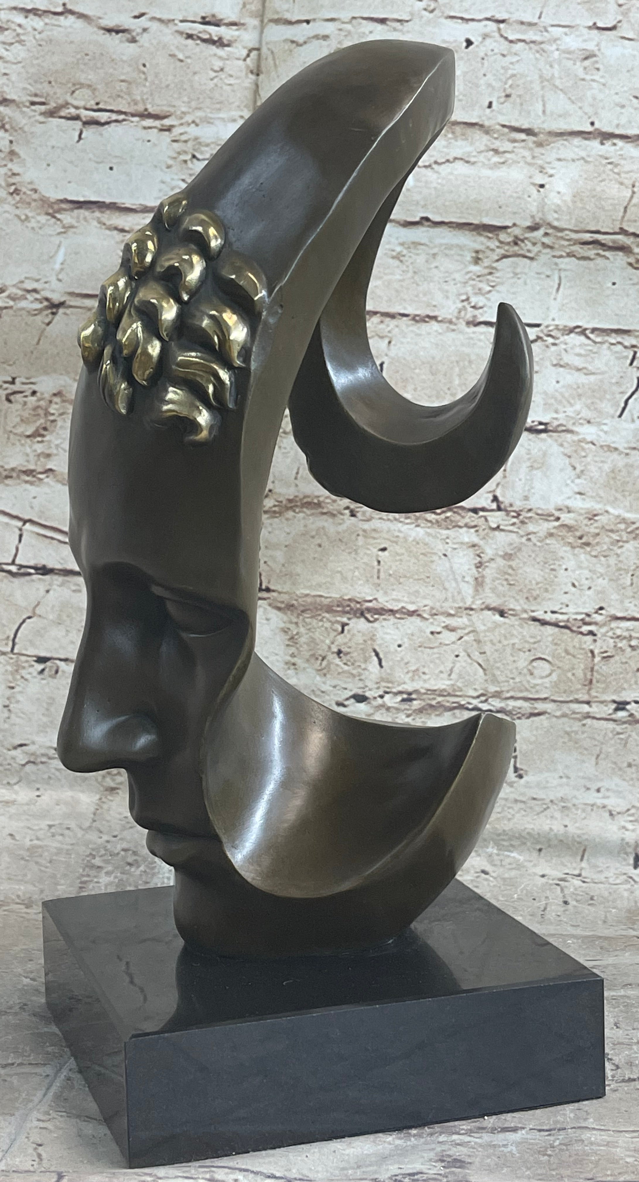 Abstract Metal Face Art Sculpture Bronze by Salvador Dali