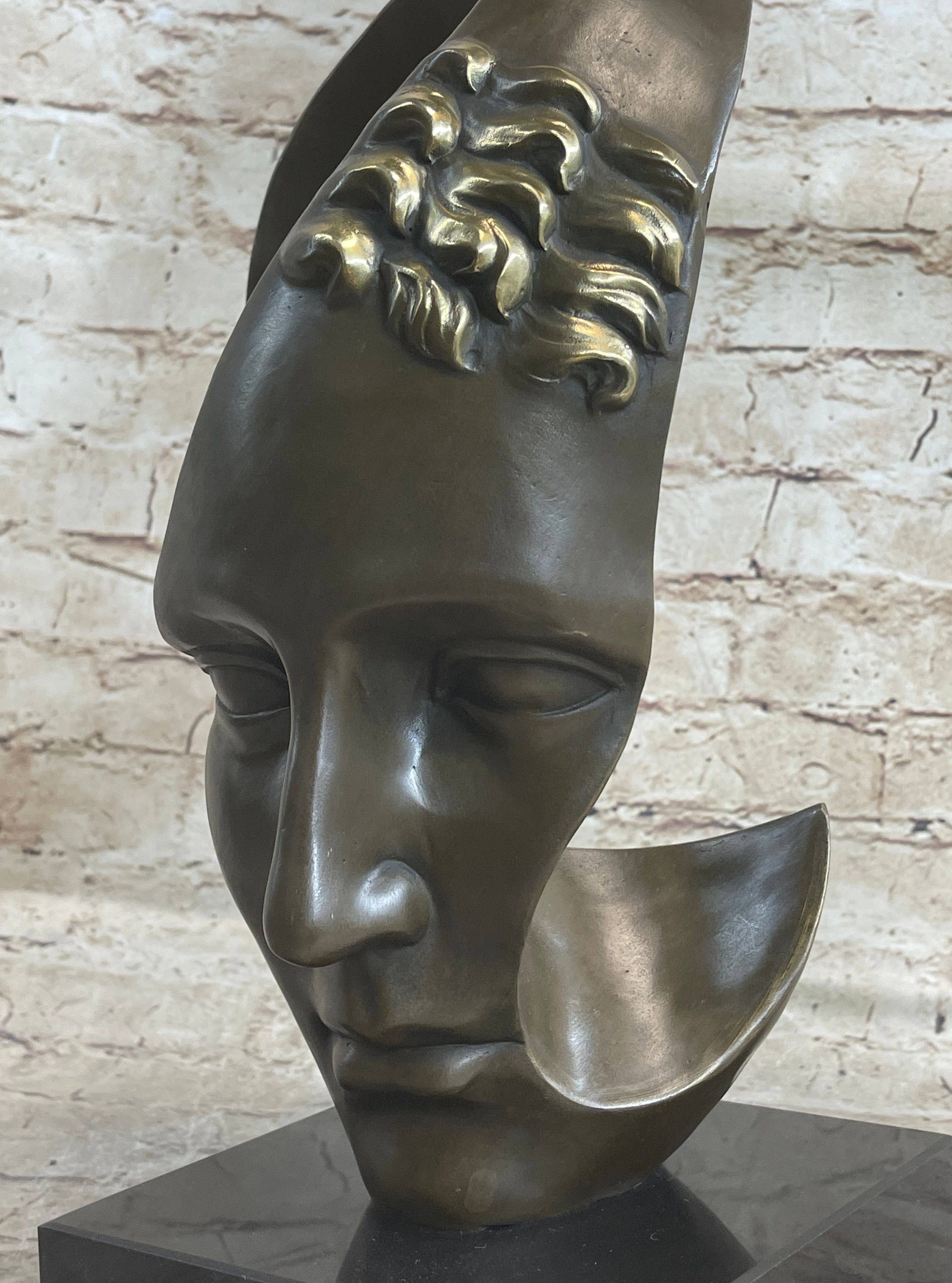 Abstract Metal Face Art Sculpture Bronze by Salvador Dali