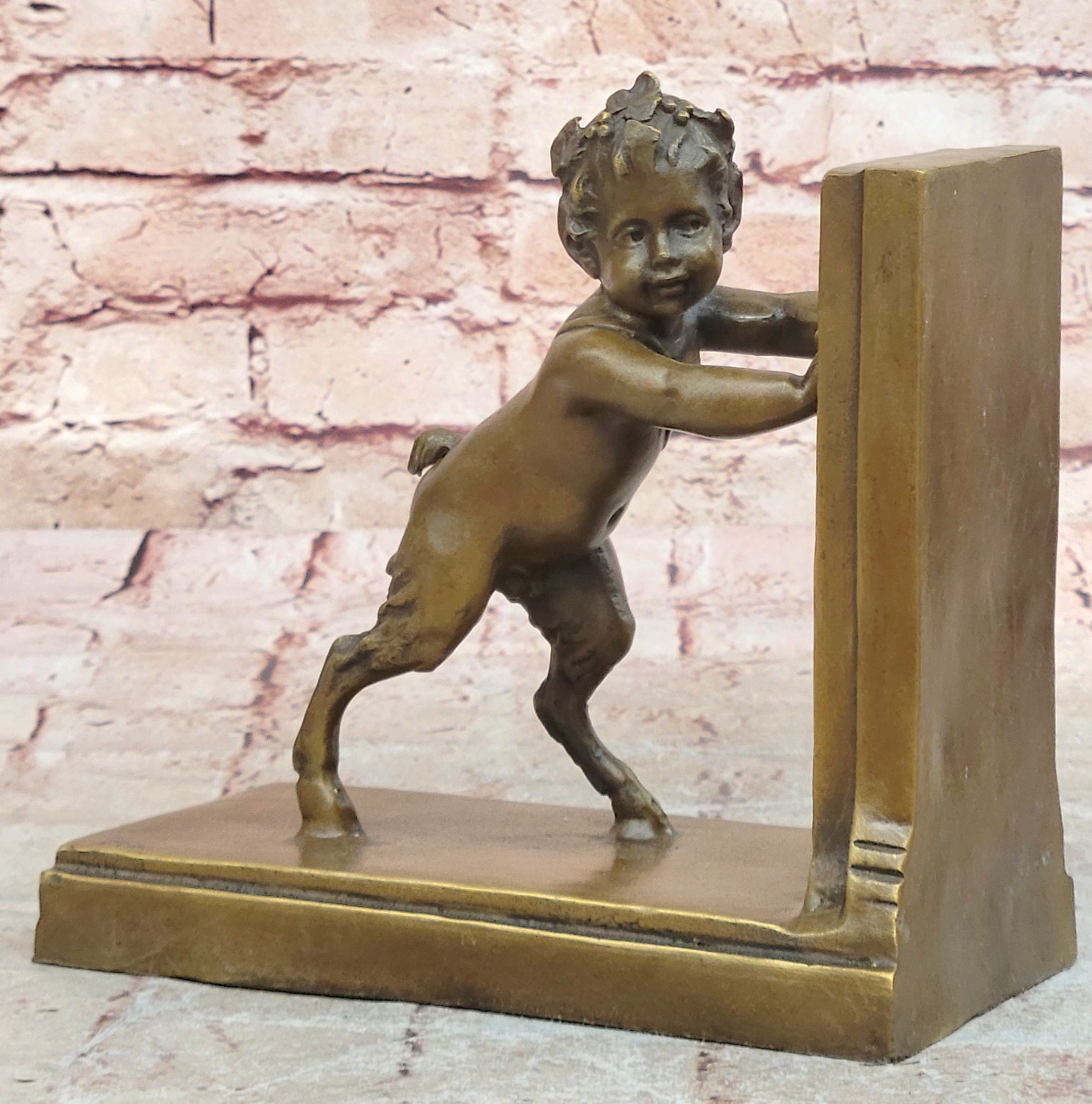 Bronze Bookends – Satyr and Goat Mythological Sculpture