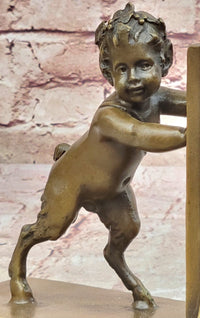 Bronze Bookends – Satyr and Goat Mythological Sculpture