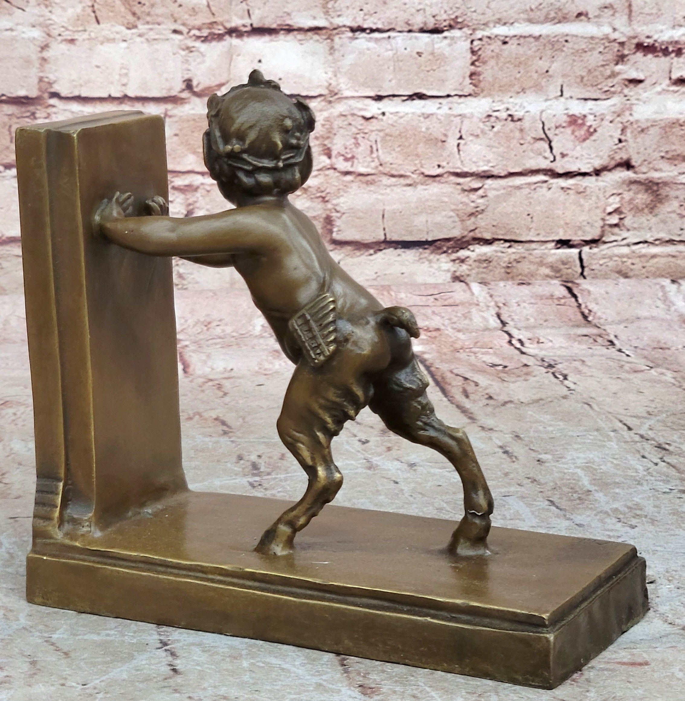 Bronze Bookends – Satyr and Goat Mythological Sculpture