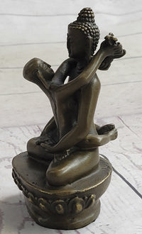 Tibet Art Tantra Buddhism Gilt Bronze Mandkesvara Yab-Yum Lotus