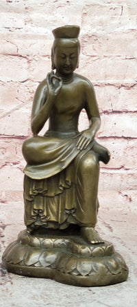 Signed Milo Genuine Bronze Buddha Statue Buddhist Sculpture Meditation Art