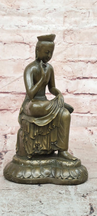 Signed Milo Genuine Bronze Buddha Statue Buddhist Sculpture Meditation Art