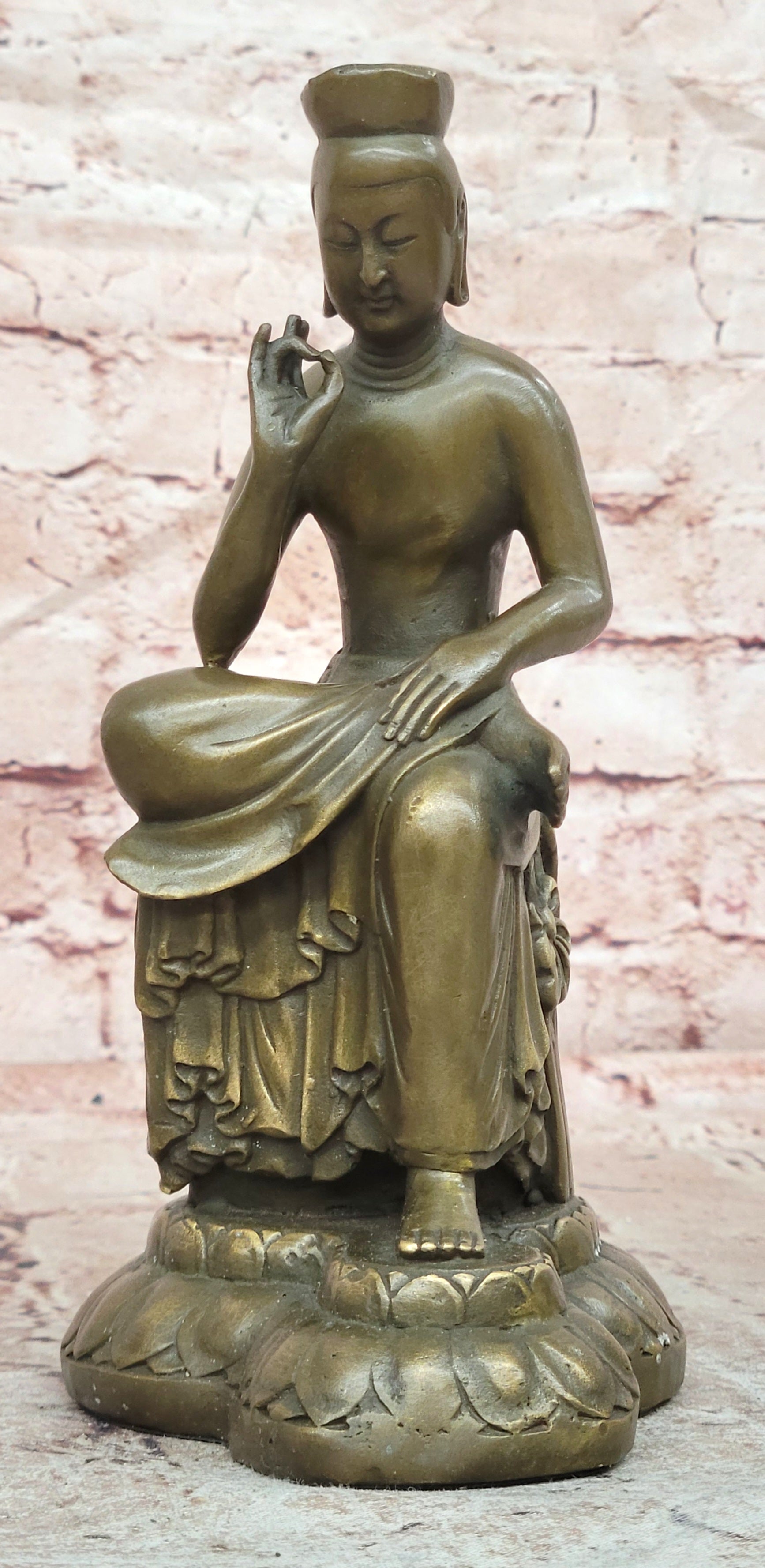 Signed Milo Genuine Bronze Buddha Statue Buddhist Sculpture Meditation Art