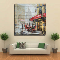 French Cafe 3-D Wall Mount Oil Painting Artwork