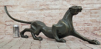 Bronze Panther Sculpture – Abstract Feline Art Deco