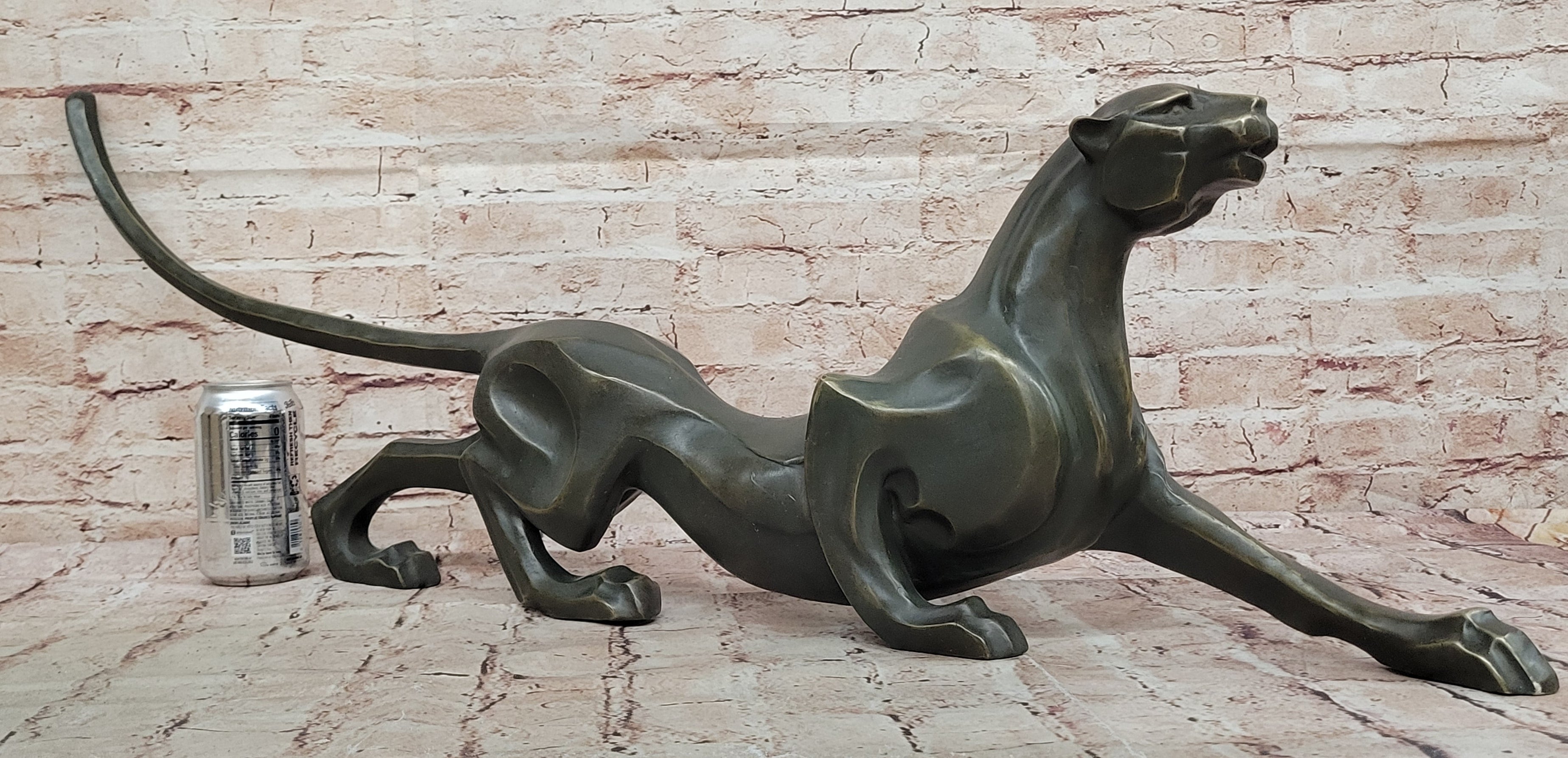 Bronze Panther Sculpture – Abstract Feline Art Deco