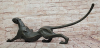 Bronze Panther Sculpture – Abstract Feline Art Deco