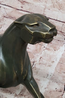 Bronze Panther Sculpture – Abstract Feline Art Deco
