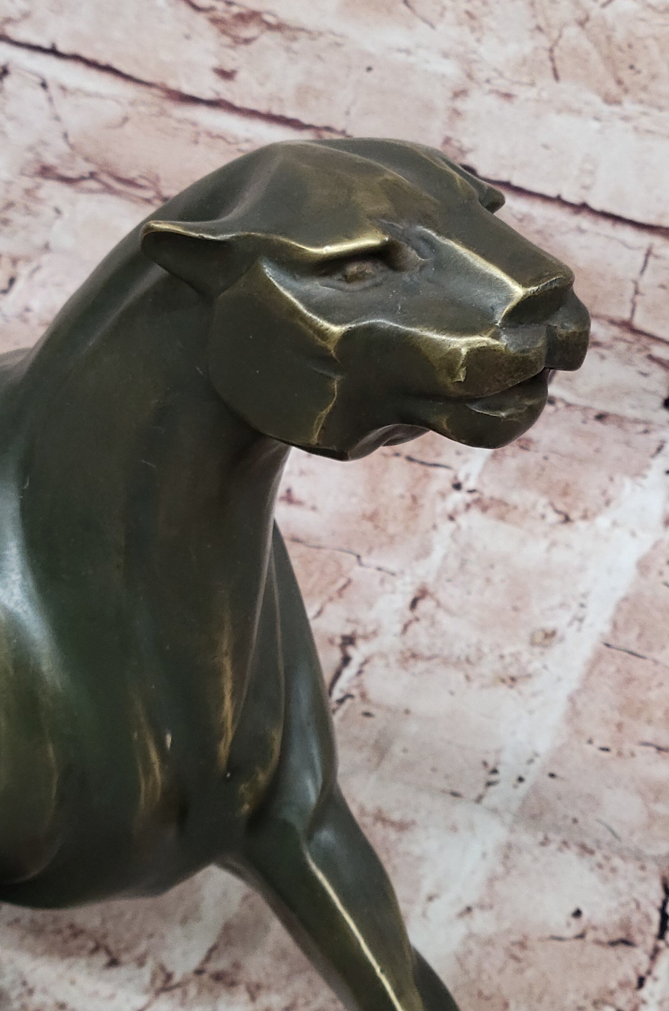 Bronze Panther Sculpture – Abstract Feline Art Deco