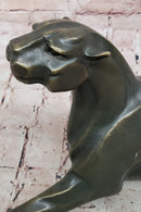 Bronze Panther Sculpture – Abstract Feline Art Deco