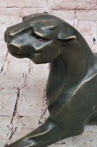 Bronze Panther Sculpture – Abstract Feline Art Deco