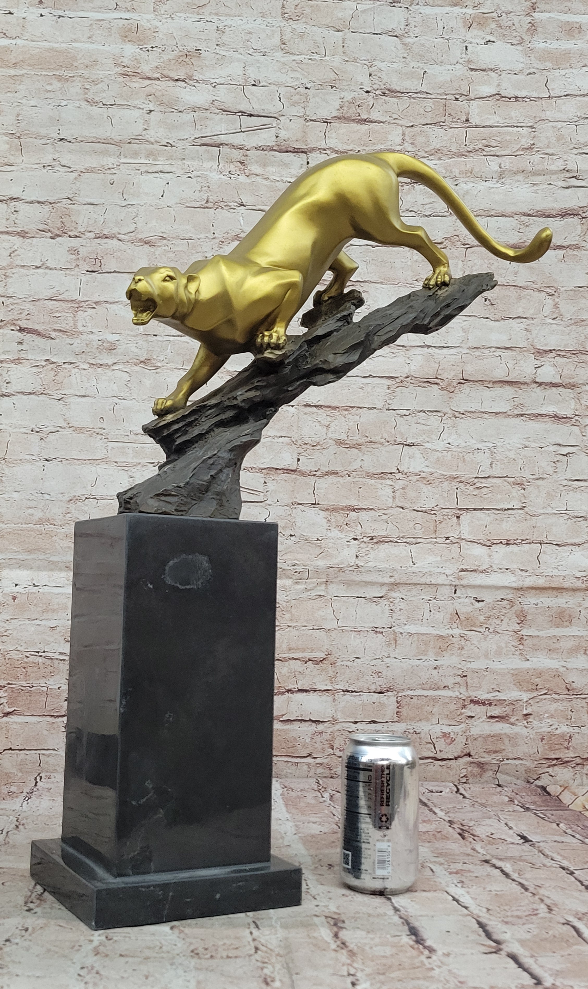 Golden Bronze Panther - Dynamic Wildlife Sculpture