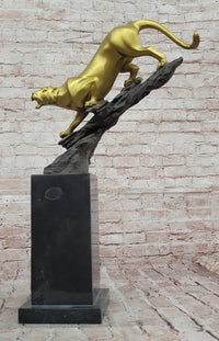 Golden Bronze Panther - Dynamic Wildlife Sculpture