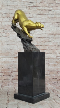 Golden Bronze Panther - Dynamic Wildlife Sculpture