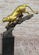 Golden Bronze Panther - Dynamic Wildlife Sculpture