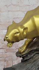 Golden Bronze Panther - Dynamic Wildlife Sculpture