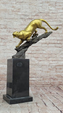 Golden Bronze Panther - Dynamic Wildlife Sculpture