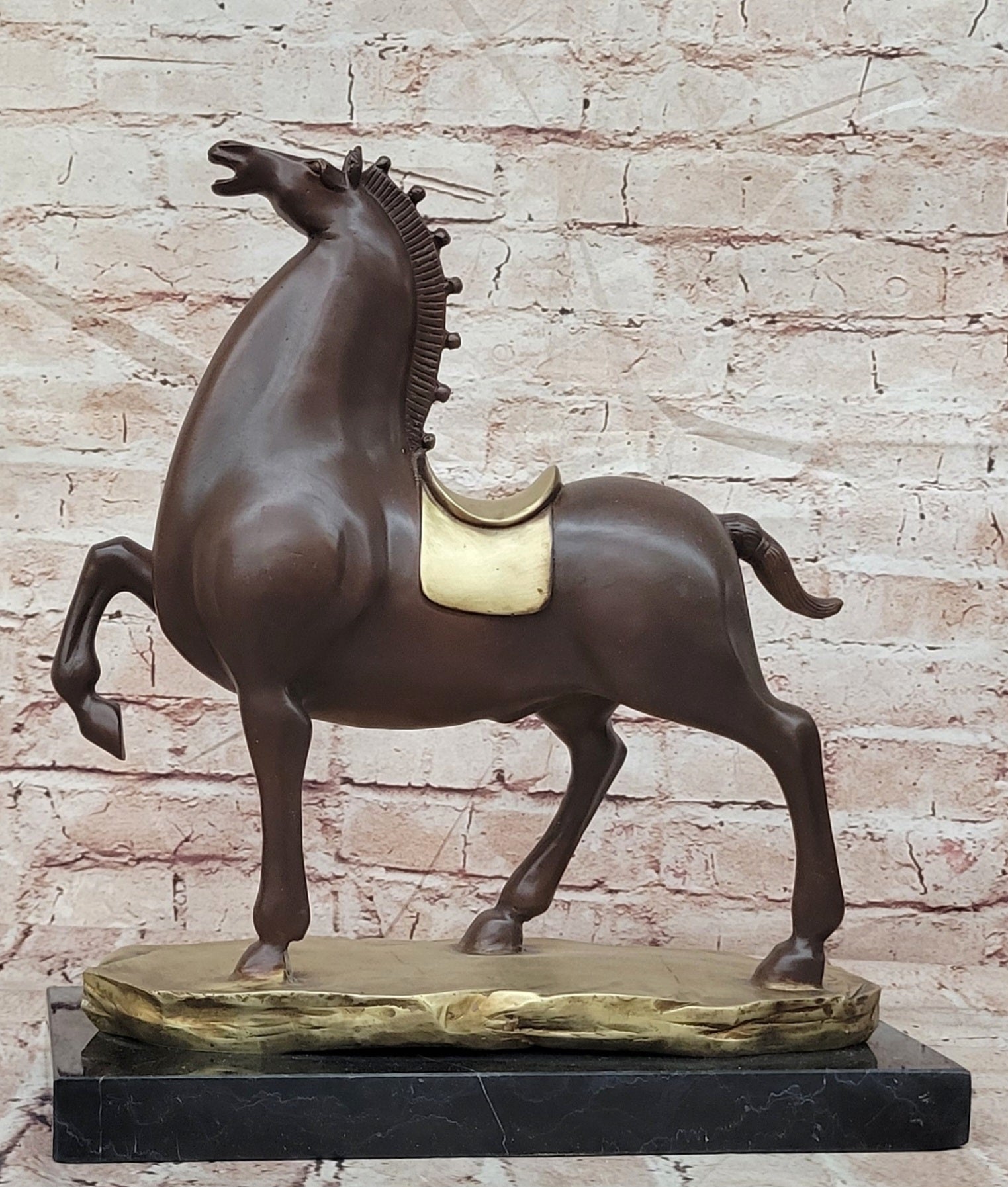 Abstract Modern Horse Artwork By B.C Zhang Mid Century Bronze Sculpture Figure