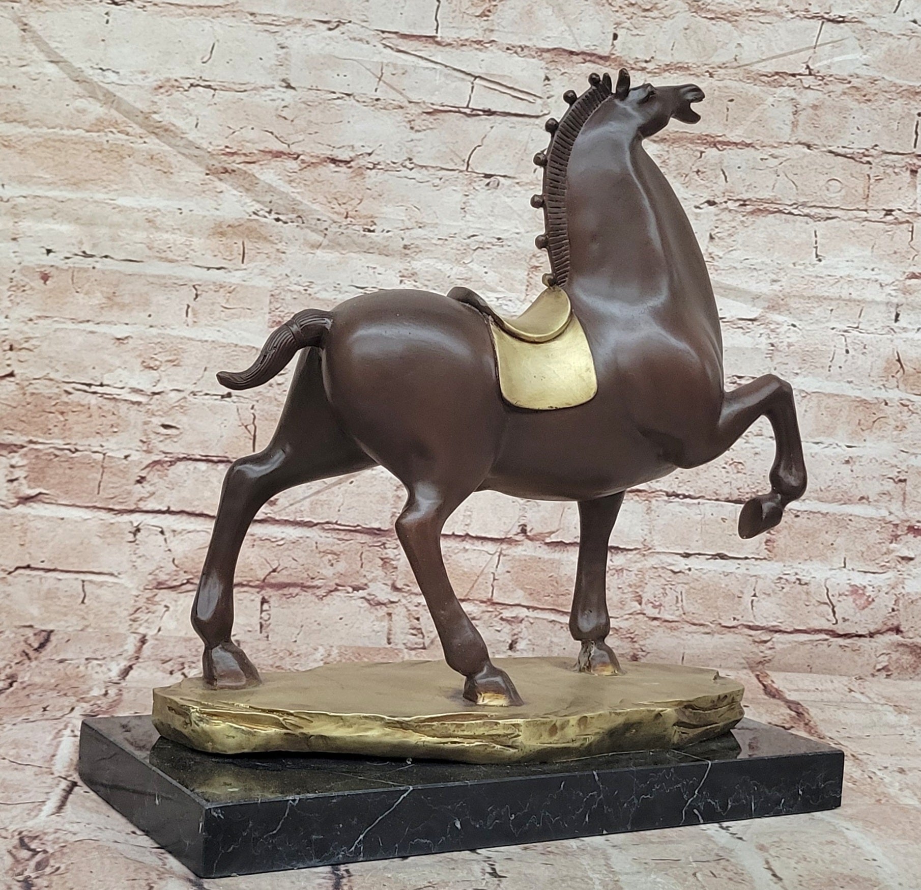 Abstract Modern Horse Artwork By B.C Zhang Mid Century Bronze Sculpture Figure