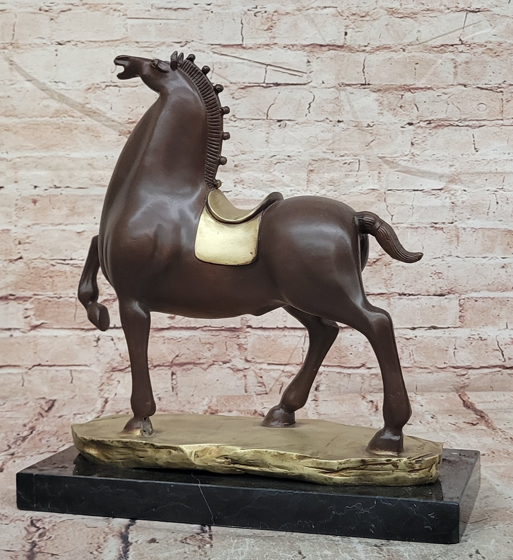 Abstract Modern Horse Artwork By B.C Zhang Mid Century Bronze Sculpture Figure