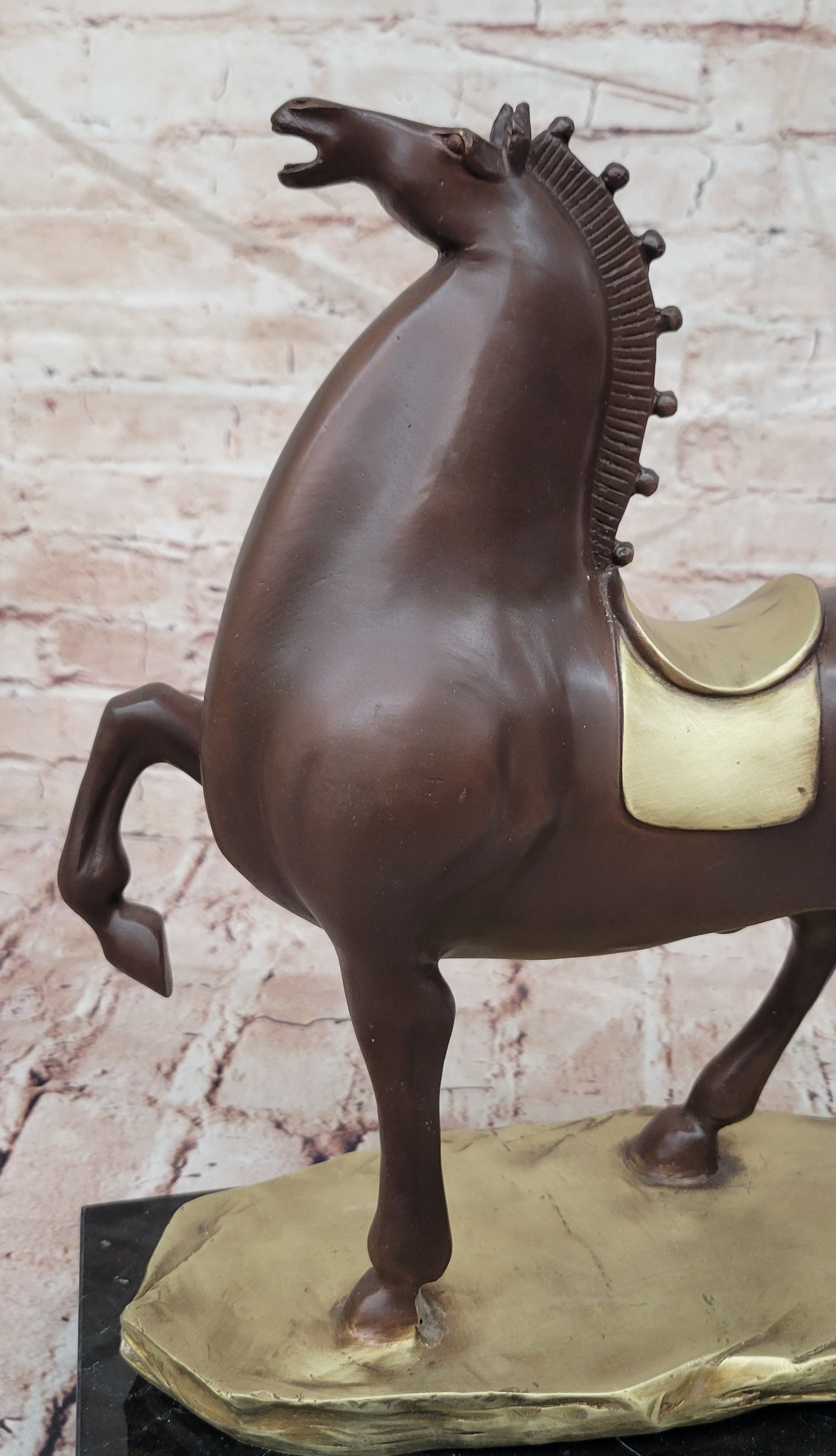 Abstract Modern Horse Artwork By B.C Zhang Mid Century Bronze Sculpture Figure