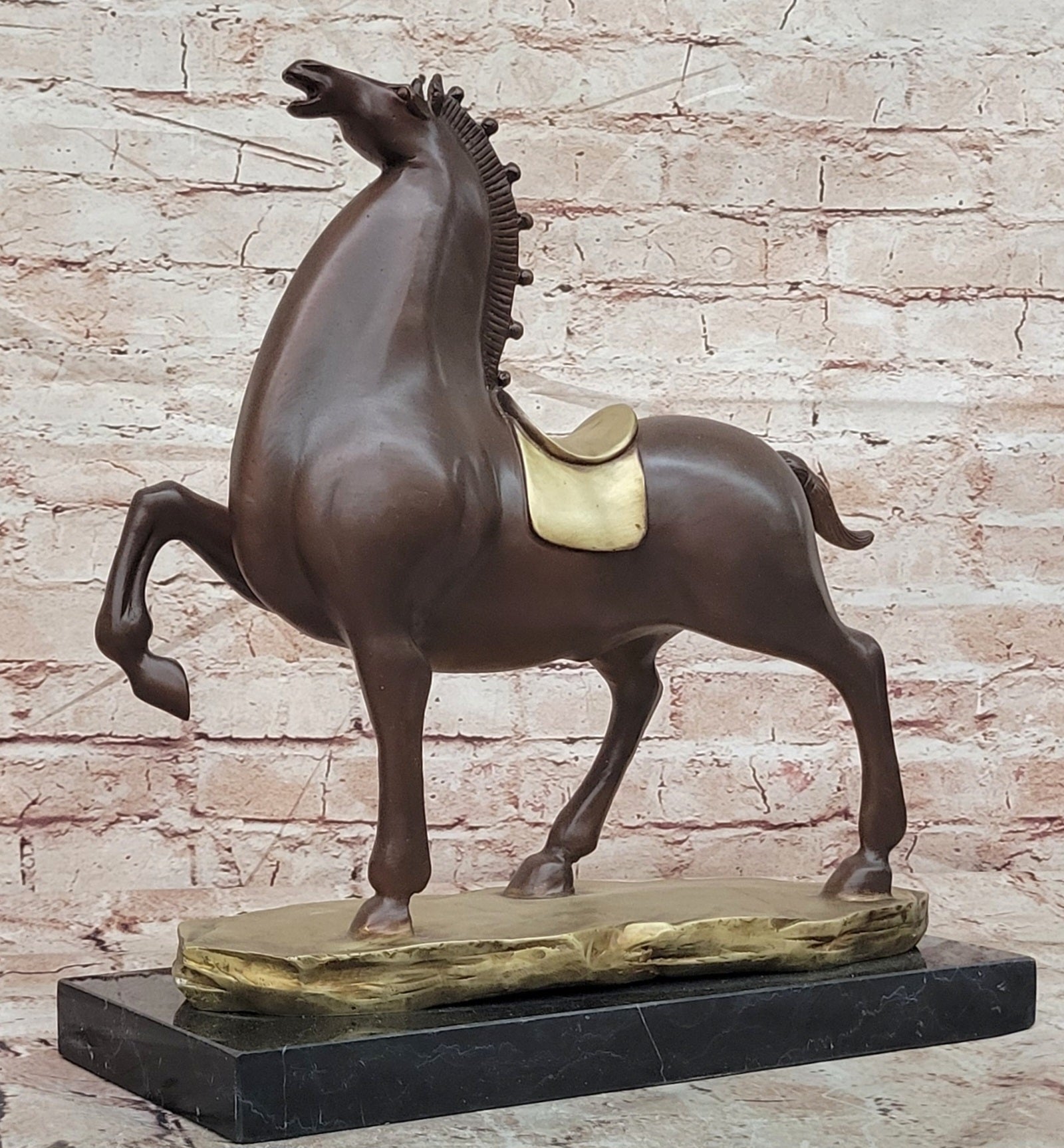 Abstract Modern Horse Artwork By B.C Zhang Mid Century Bronze Sculpture Figure