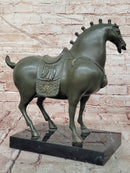 Heavy Bronze Tang Horse Equestrian Statue Figurine Patina Signed B.C Zhang