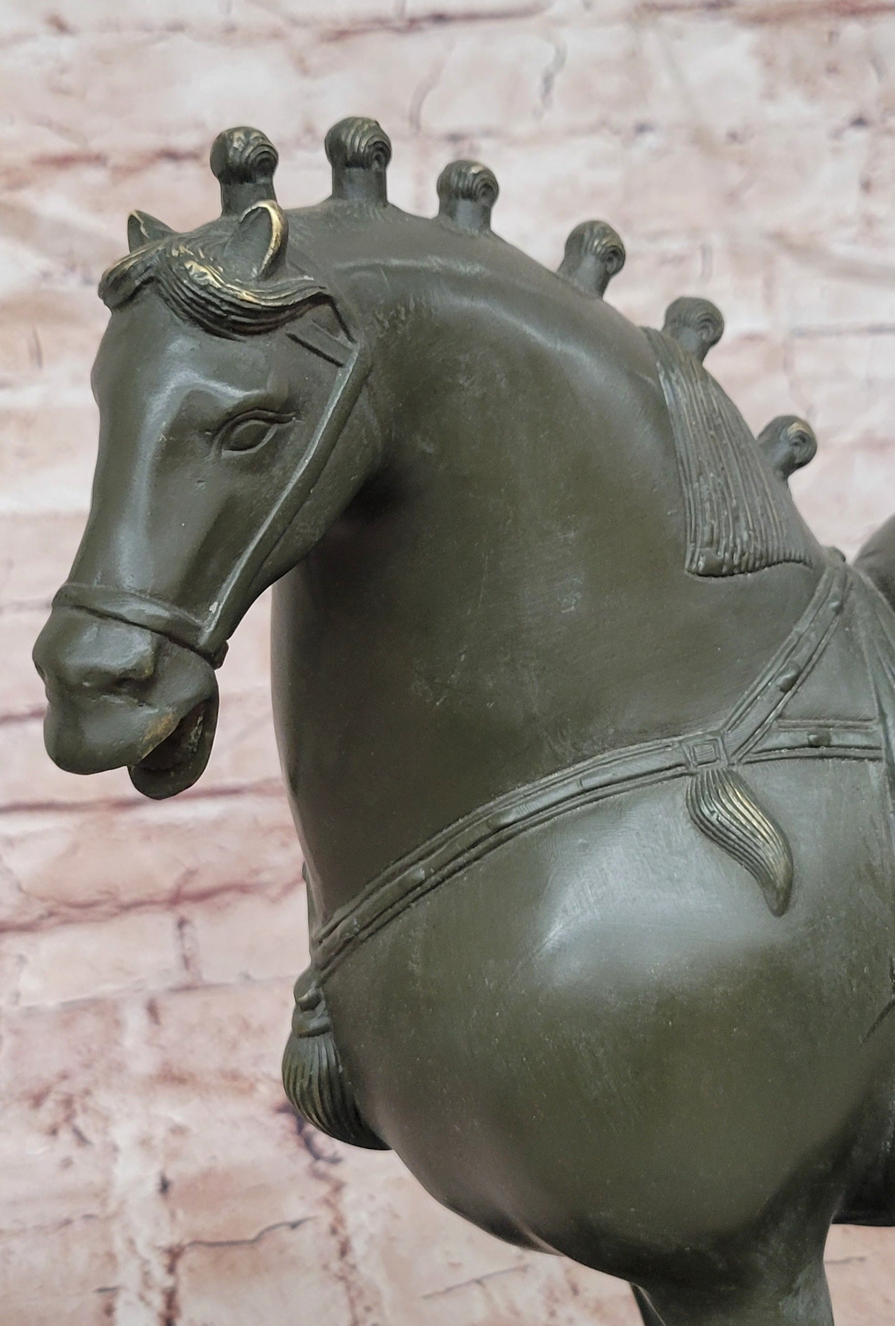 Heavy Bronze Tang Horse Equestrian Statue Figurine Patina Signed B.C Zhang