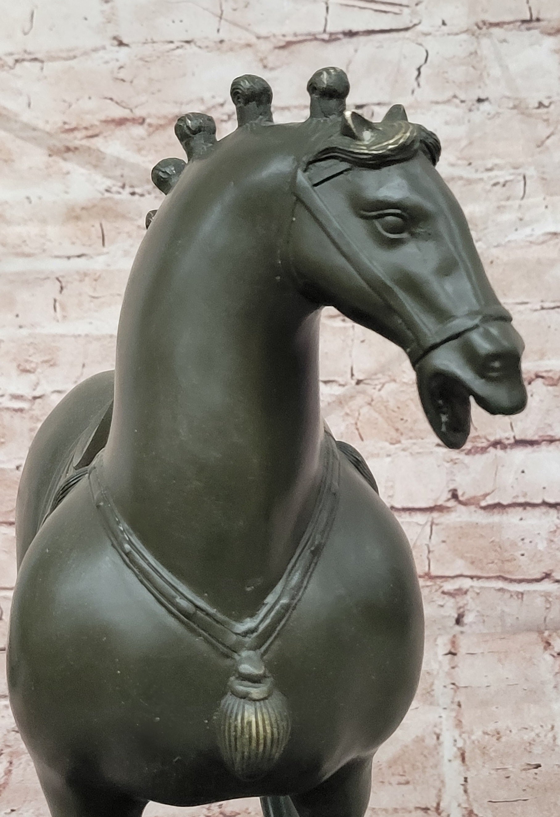 Heavy Bronze Tang Horse Equestrian Statue Figurine Patina Signed B.C Zhang