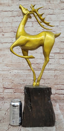 Gold Deer Sculpture – Contemporary Bronze Stag