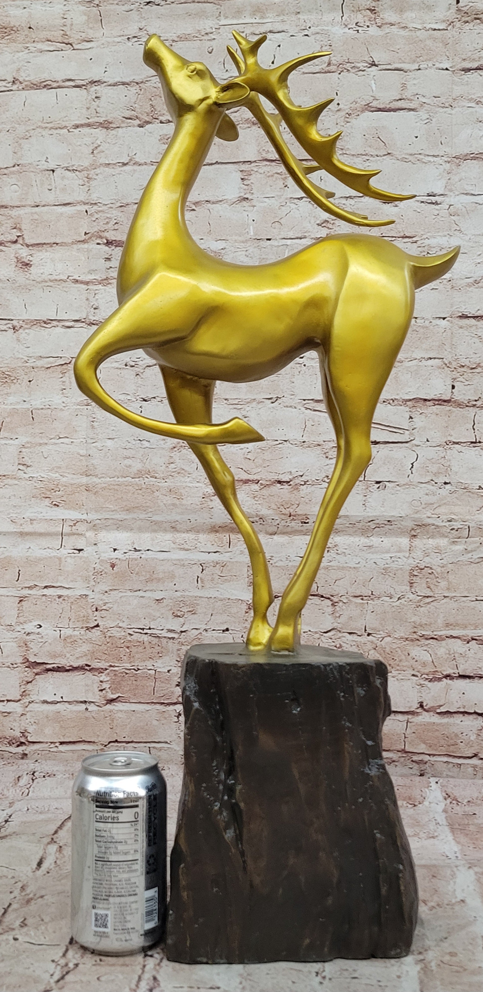 Gold Deer Sculpture – Contemporary Bronze Stag