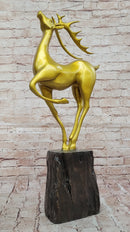 Gold Deer Sculpture – Contemporary Bronze Stag