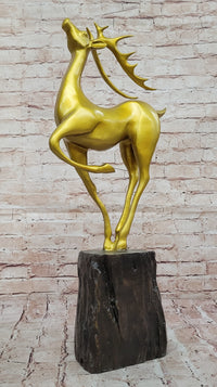 Gold Deer Sculpture – Contemporary Bronze Stag
