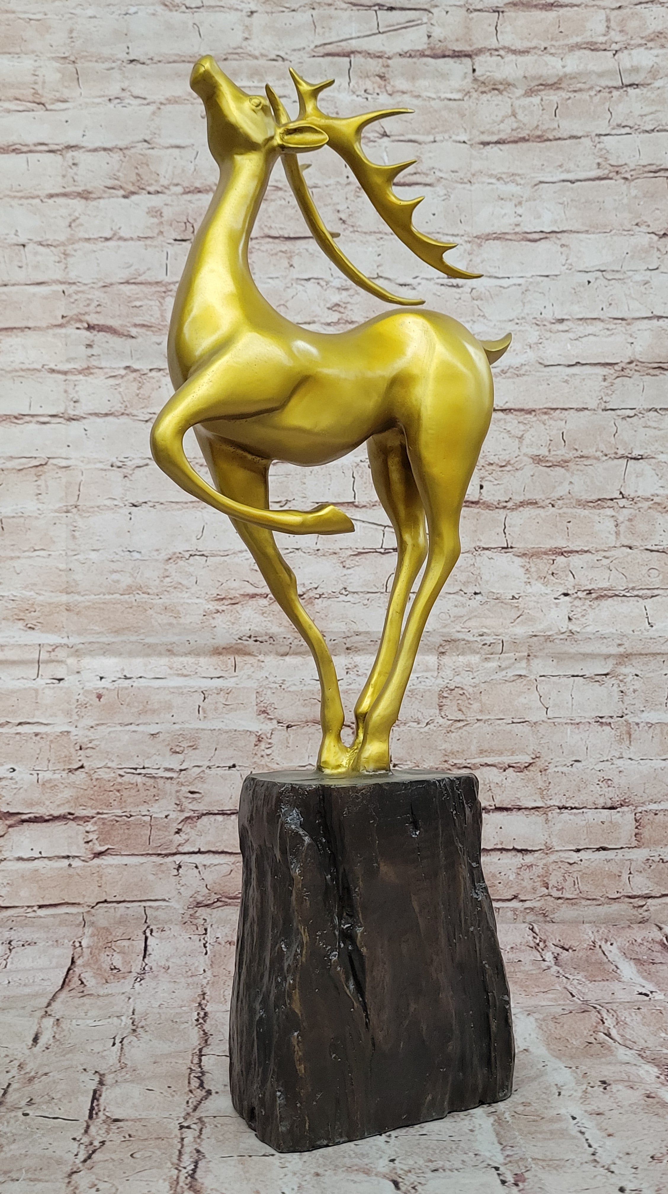 Gold Deer Sculpture – Contemporary Bronze Stag