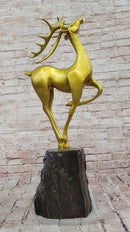 Gold Deer Sculpture – Contemporary Bronze Stag