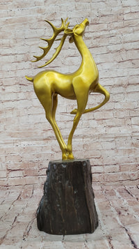 Gold Deer Sculpture – Contemporary Bronze Stag