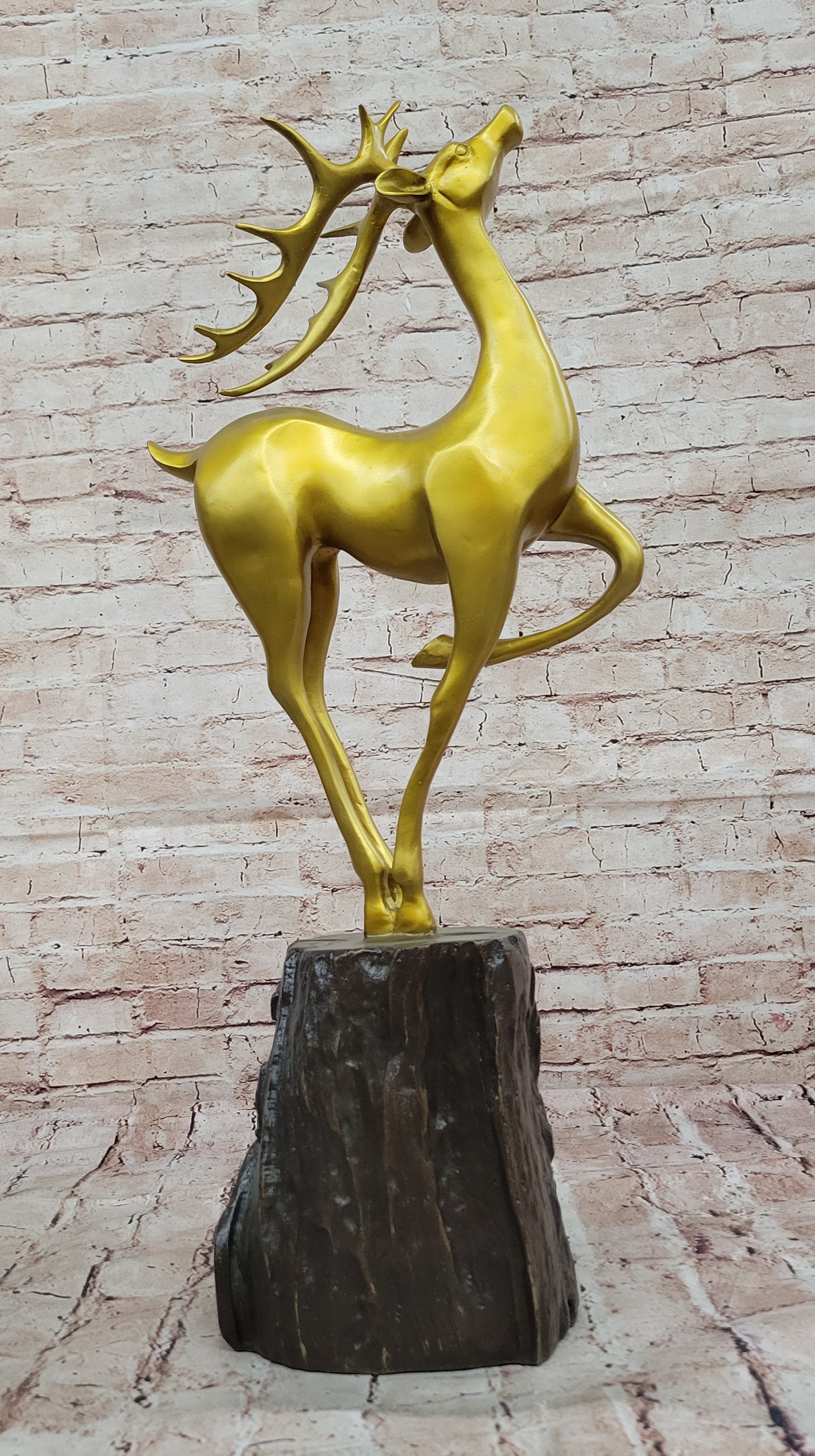 Gold Deer Sculpture – Contemporary Bronze Stag