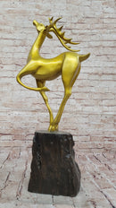 Gold Deer Sculpture – Contemporary Bronze Stag