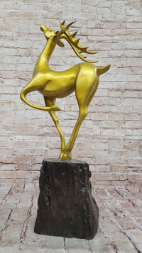 Gold Deer Sculpture – Contemporary Bronze Stag