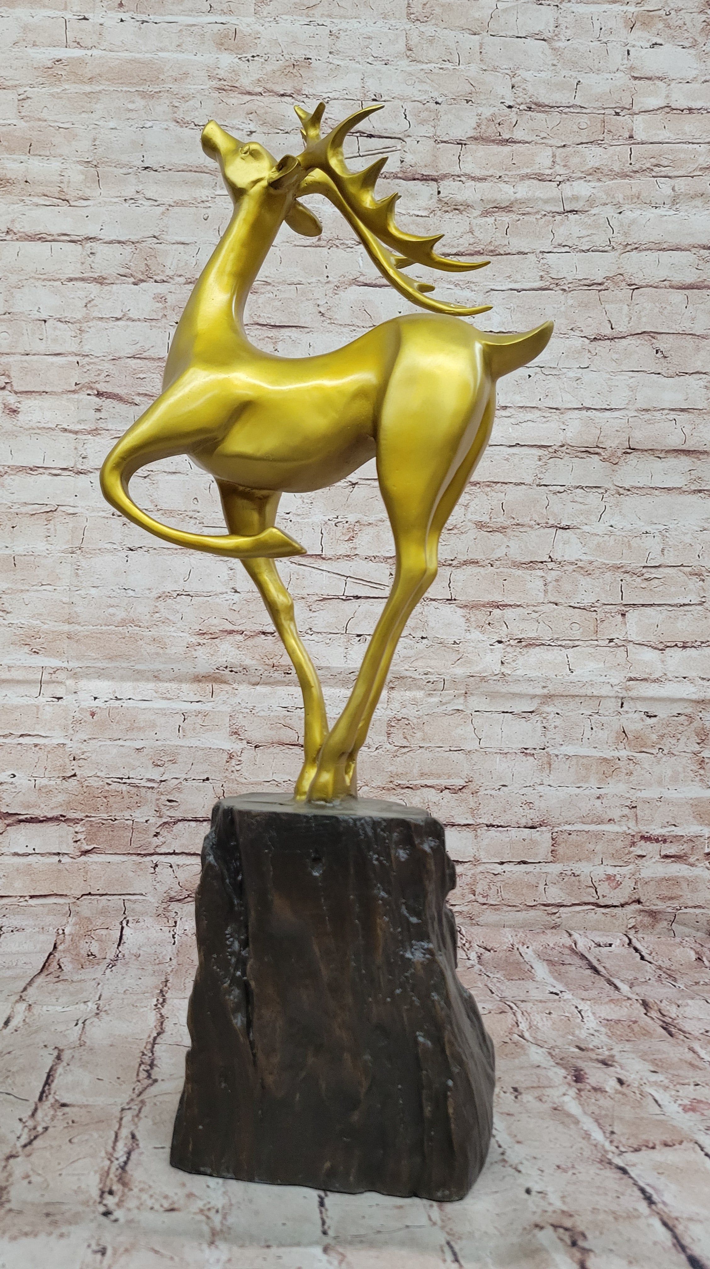 Gold Deer Sculpture – Contemporary Bronze Stag
