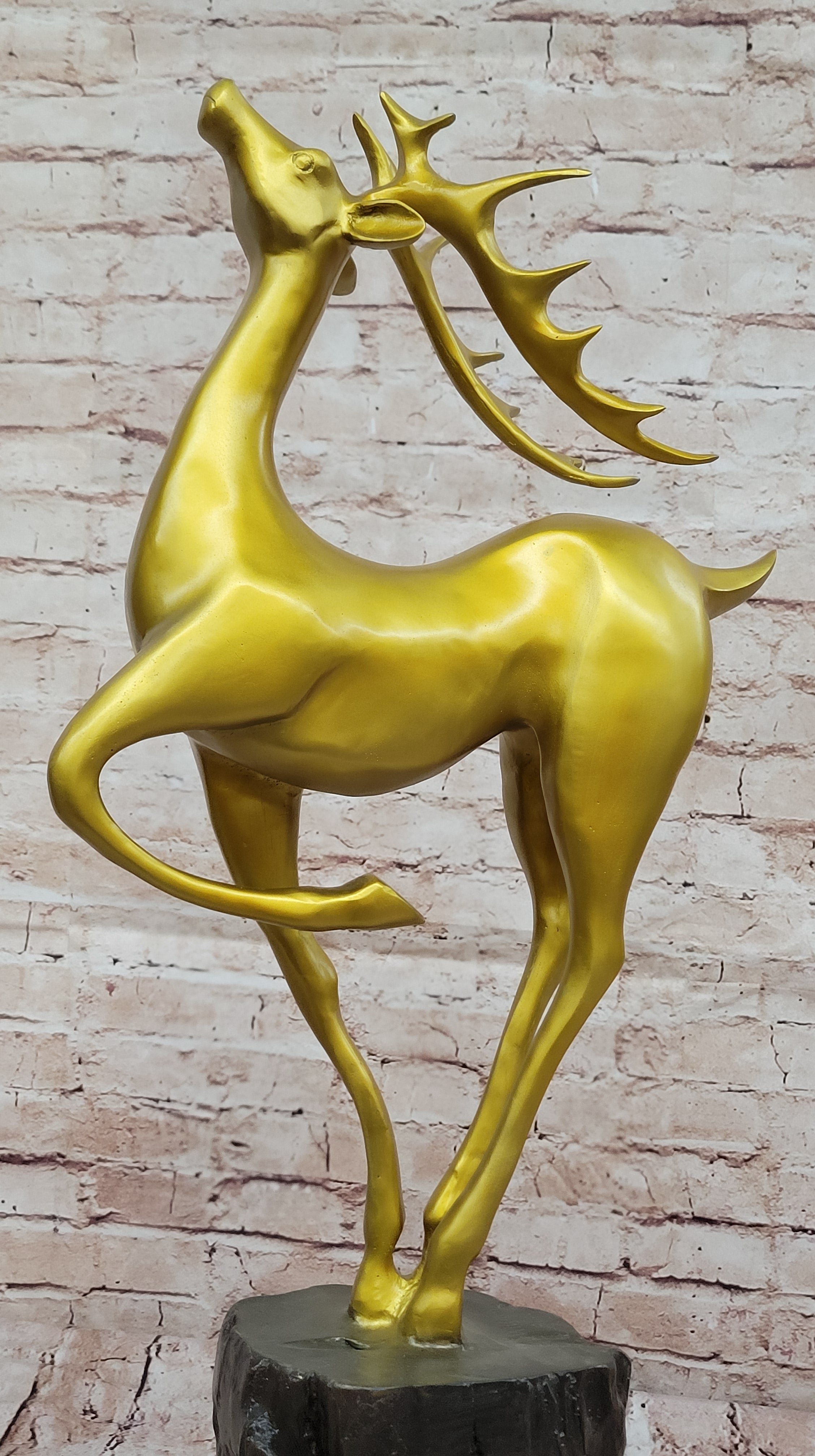 Gold Deer Sculpture – Contemporary Bronze Stag