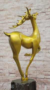 Gold Deer Sculpture – Contemporary Bronze Stag