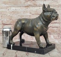 Bronze Bulldog Sculpture on Marble Base