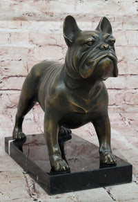 Bronze Bulldog Sculpture on Marble Base