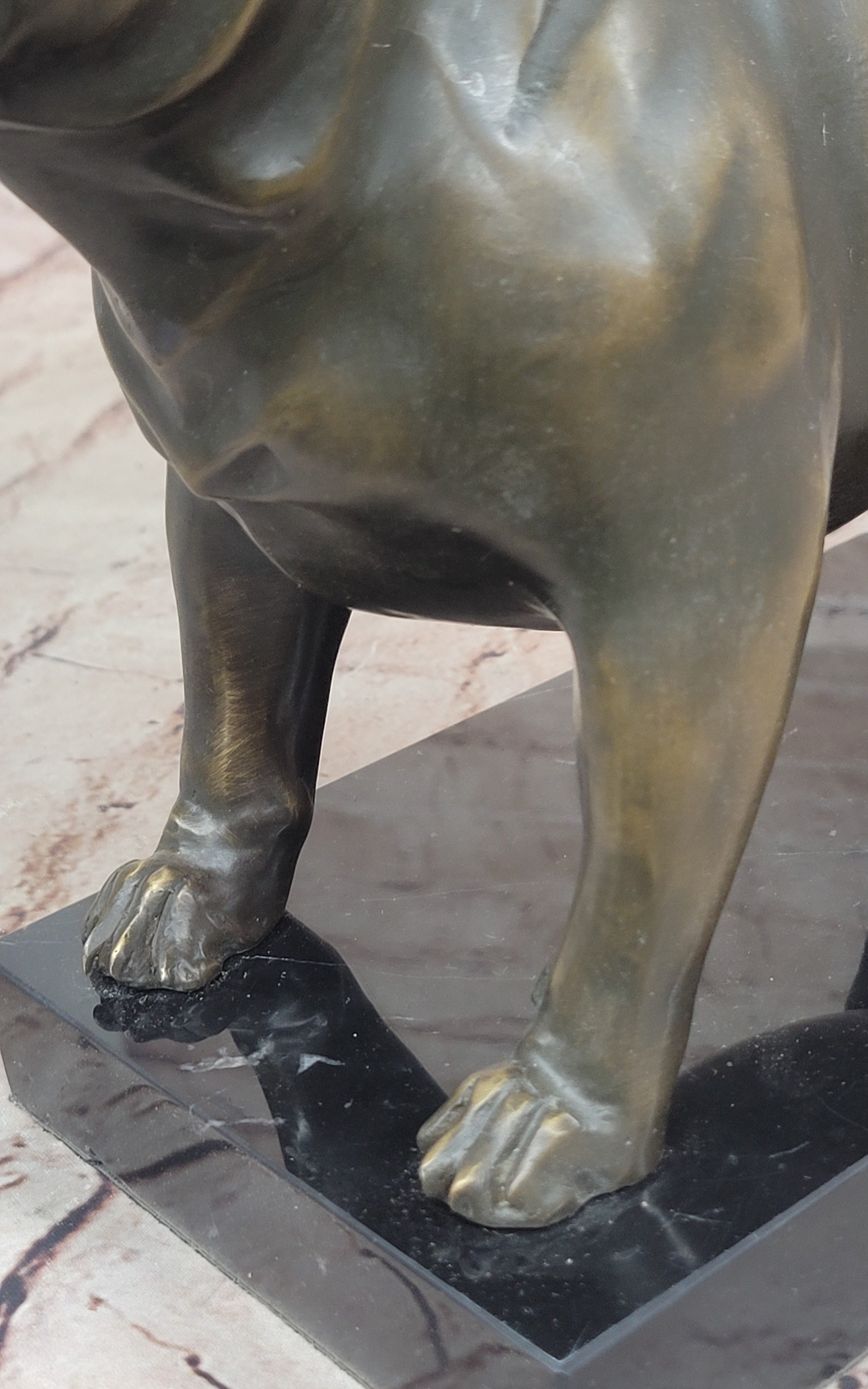 Bronze Bulldog Sculpture on Marble Base