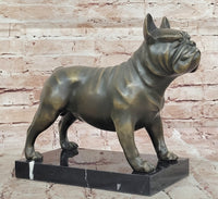 Bronze Bulldog Sculpture on Marble Base